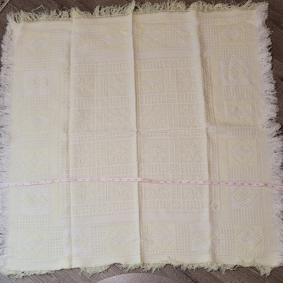 Vintage Baby Blanket With Fringe Yellow - Picture 1 of 3